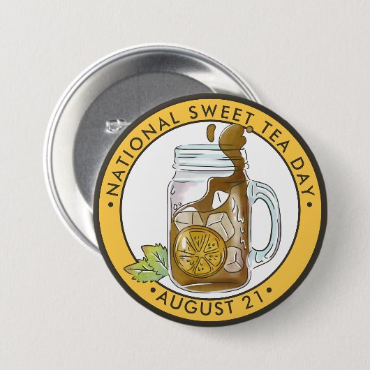 Nationale Sweet Tea Dag Ronde Button 7,6 Cm (Voorkant /achterkant)