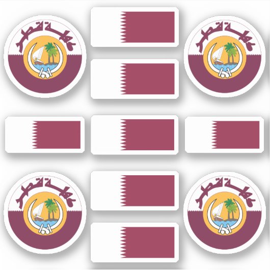Nationale symbolen/embleem en vlag van Qatar Sticker (Voorkant)