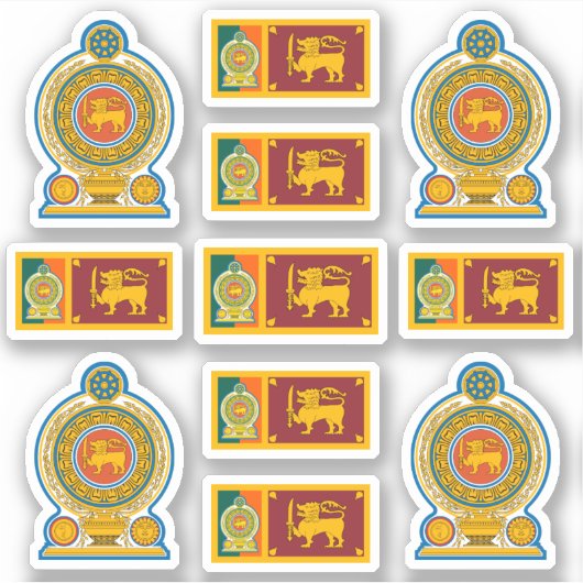 Nationale symbolen/embleem en vlag van Sri Lanka Sticker (Voorkant)