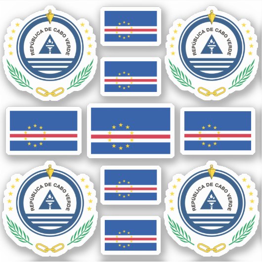 Nationale symbolen van Kaapverdië/wapenschild en v Sticker (Voorkant)