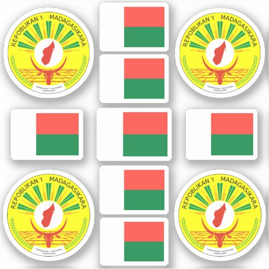 Nationale symbolen van Madagaskar/wapenschild en v Sticker (Voorkant)