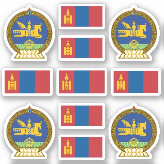 Nationale symbolen van Mongolië / wapenschild en v Sticker (Voorkant)
