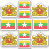 Nationale symbolen/wapenschild van Birma en vlag Sticker (Voorkant)