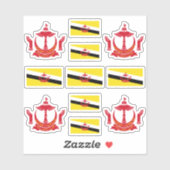 Nationale symbolen/wapenschild van Brunei en vlag Sticker (Vel)