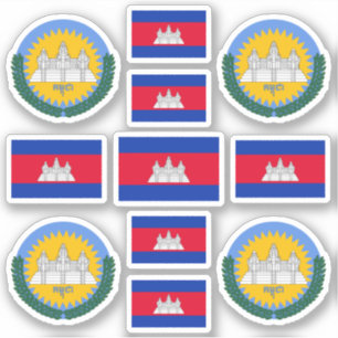 Nationale symbolen/wapenschild van Cambodja en vla Sticker