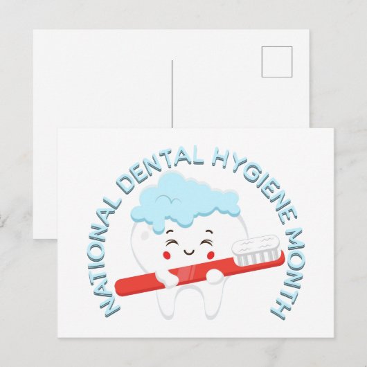 Nationale Tandheelkundige Hygiëne Maand Gelukkige Briefkaart (Voorkant / Achterkant)