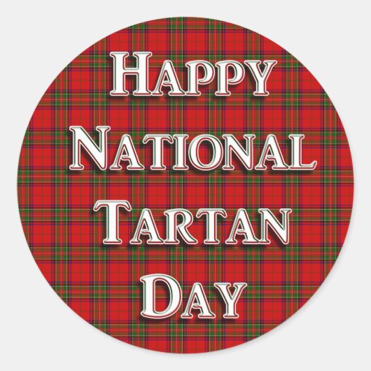 Nationale Tartan Dag Ronde Sticker (Voorkant)