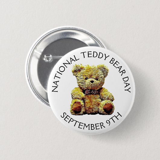 Nationale Teddy Bear Dag 9 september Ronde Button 5,7 Cm (Voorkant /achterkant)