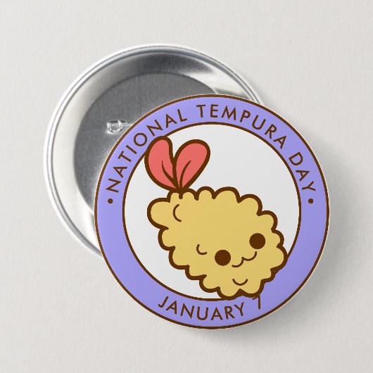 Nationale Tempura Dag, kawaii garnaal tempura Ronde Button 7,6 Cm (Voorkant /achterkant)