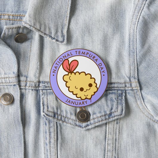 Nationale Tempura Dag, kawaii garnaal tempura Ronde Button 7,6 Cm (In situ)