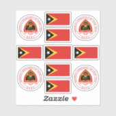 Nationale Timorese symbolen/wapenschild en vlag Sticker (Vel)