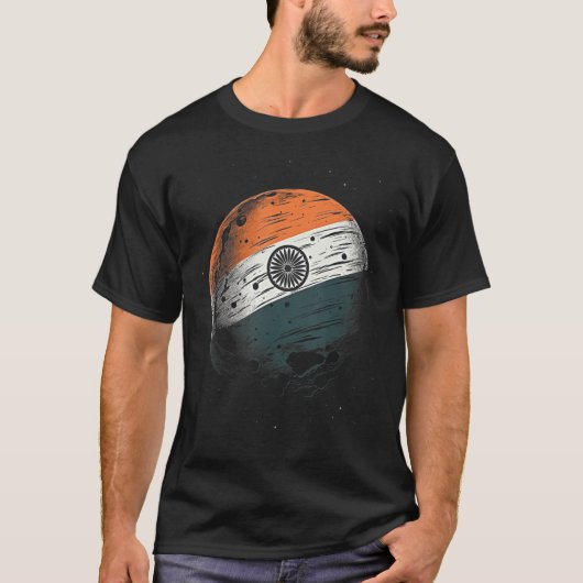 Nationale trots van Indische vlag Maan Patriottisc T-shirt (Voorkant)