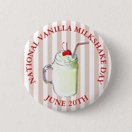 Nationale Vanilla Milkshake Day 20e Button juni (Voorkant)