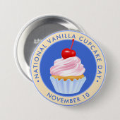 Nationale Vanille Cupcake Dag, kers Ronde Button 7,6 Cm (Voorkant /achterkant)