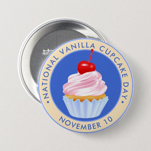 Nationale Vanille Cupcake Dag, kers Ronde Button 7,6 Cm (Voorkant /achterkant)