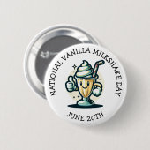 Nationale Vanille Milkshake Dag 20 juni Ronde Button 5,7 Cm (Voorkant /achterkant)