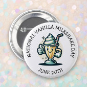 Nationale Vanille Milkshake Dag 20 juni Ronde Button 5,7 Cm