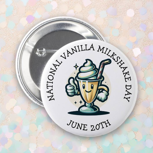 Nationale Vanille Milkshake Dag 20 juni Ronde Button 5,7 Cm