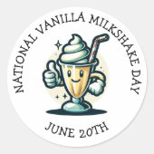 Nationale Vanille Milkshake Dag 20 juni Ronde Sticker (Voorkant)