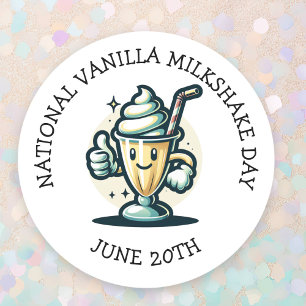 Nationale Vanille Milkshake Dag 20 juni Ronde Sticker