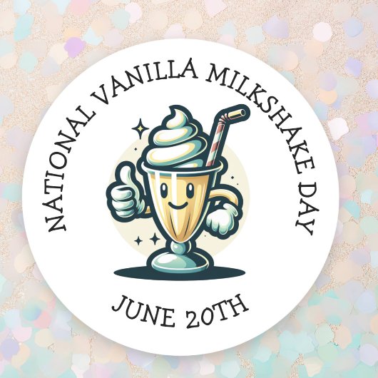 Nationale Vanille Milkshake Dag 20 juni Ronde Sticker