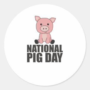Nationale Varkenendendagskuiker voor varkensdag Ronde Sticker
