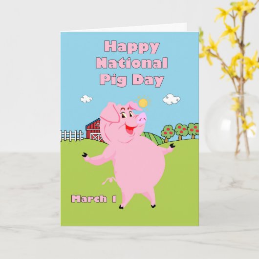 Nationale Varkensdag 1 maart Kaart (Gele Bloem)