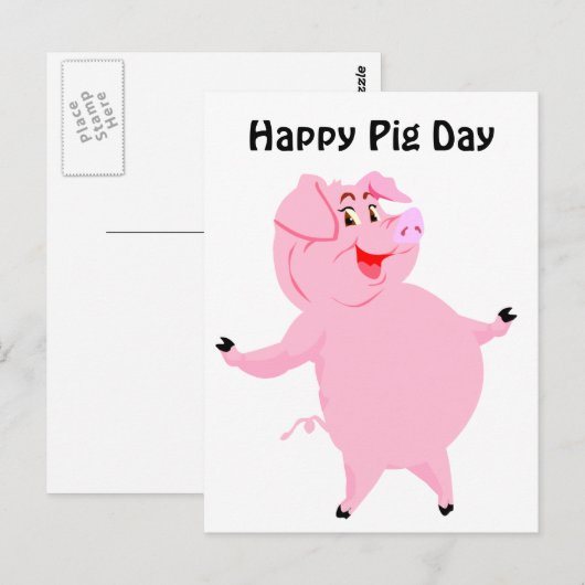 Nationale Varkenspijn Dag 1 Maart Briefkaart (Voorkant / Achterkant)