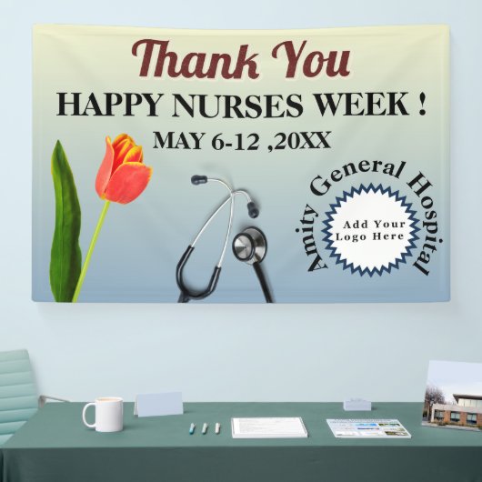 Nationale verpleegkundigen Week Tulip & Logo Harte Spandoek (Beurs)