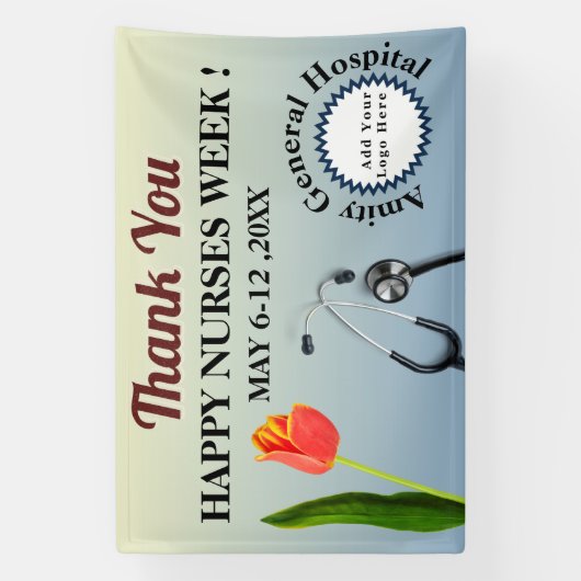 Nationale verpleegkundigen Week Tulip & Logo Harte Spandoek (Verticaal)