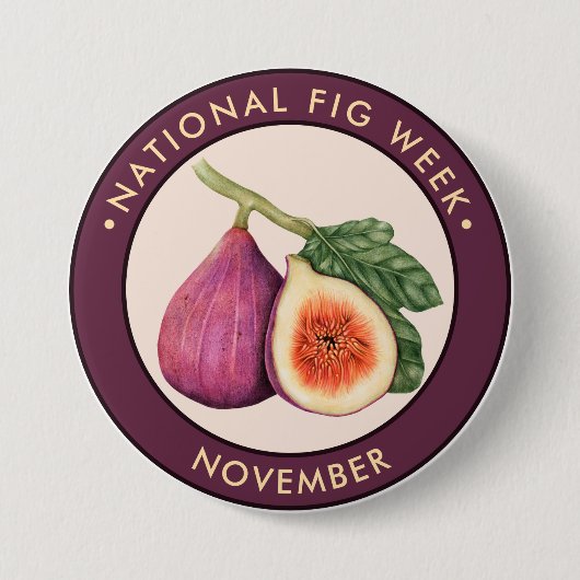Nationale Vijg Week, vijgenillustratie Ronde Button 7,6 Cm (Voorkant)