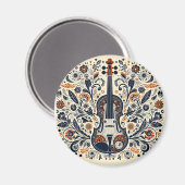 Nationale Viooldag Melodie Magneten met Folk Art (Voorkant / Achterkant)