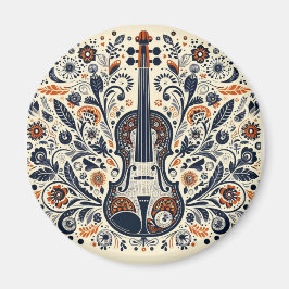 Nationale Viooldag Melodie Magneten met Folk Art