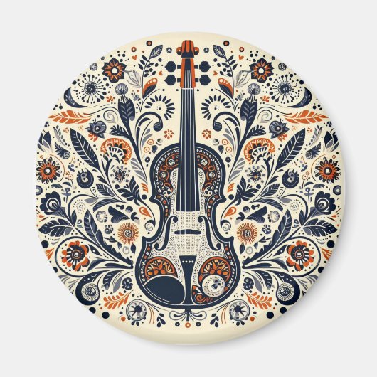 Nationale Viooldag Melodie Magneten met Folk Art (Voorkant)