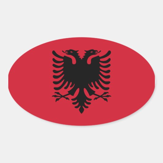 Nationale vlag Albanië Ovale Sticker (Voorkant)