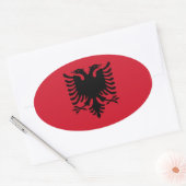 Nationale vlag Albanië Ovale Sticker (Envelop)