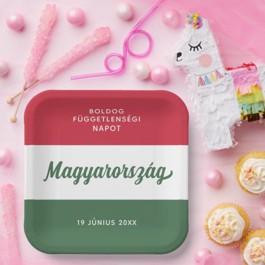 Nationale vlag Hongarije Onafhankelijkheidsdag Papieren Bordje (Feest)