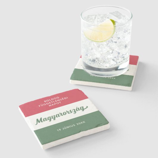 Nationale vlag Hongarije Onafhankelijkheidsdag Stenen Onderzetter (Zijkant)