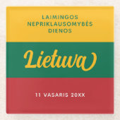 Nationale vlag Litouwen Onafhankelijkheidsdag Glazen Onderzetter (Voorkant)
