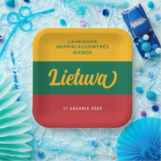 Nationale vlag Litouwen Onafhankelijkheidsdag Papieren Bordje (Feest)