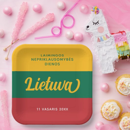 Nationale vlag Litouwen Onafhankelijkheidsdag Papieren Bordje (Feest)