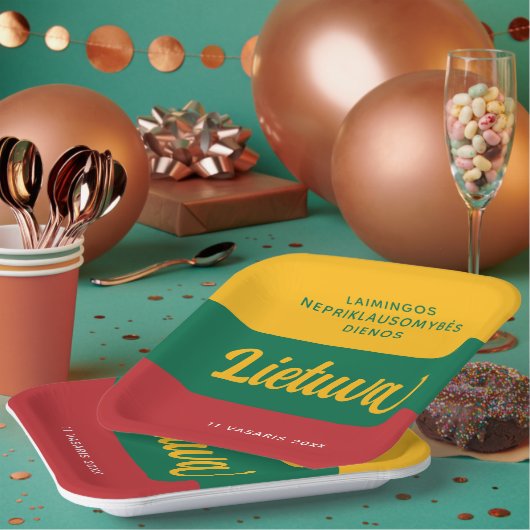 Nationale vlag Litouwen Onafhankelijkheidsdag Papieren Bordje (Multi)