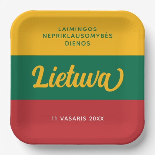 Nationale vlag Litouwen Onafhankelijkheidsdag Papieren Bordje (Voorkant)