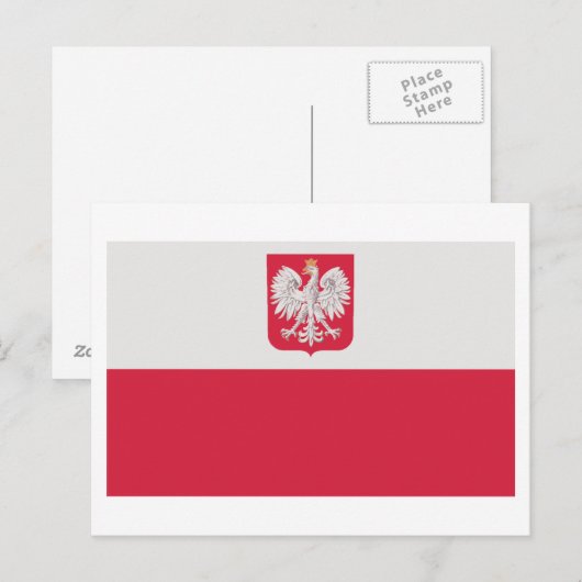 Nationale vlag Polen Briefkaart (Voorkant / Achterkant)