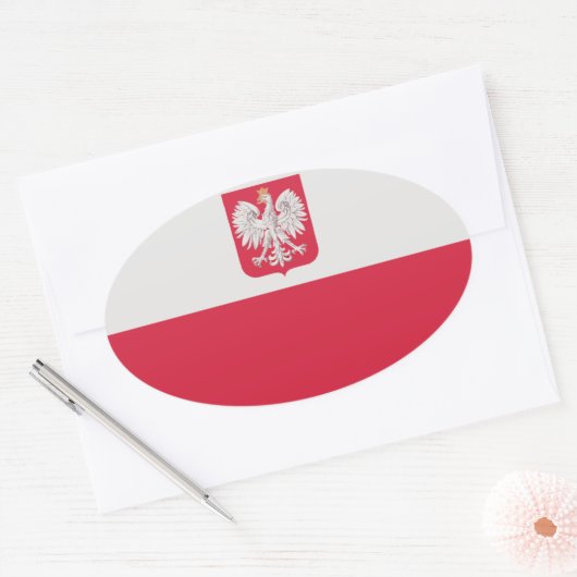 Nationale vlag Polen Ovale Sticker (Envelop)