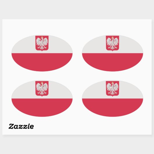 Nationale vlag Polen Ovale Sticker (Vel)