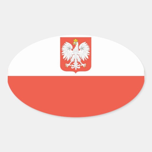 Nationale vlag Polen Ovale Sticker (Voorkant)