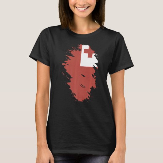 Nationale vlag Tonga souvenir cadeau voor mannen v T-shirt (Voorkant)