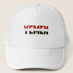 Nationale Vlag Typografie Trucker Hoed van Jemen Pet