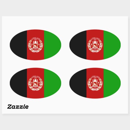 Nationale vlag van Afghanistan Ovale Sticker (Vel)